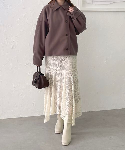 mysty woman（ミスティウーマン）の「ハンカチーフヘムレーススカート 978455（スカート・レディース・アイボリー/ブラック・FREE）」の19枚目の写真