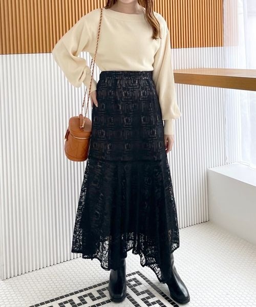 mysty woman（ミスティウーマン）の「ハンカチーフヘムレーススカート 978455（スカート・レディース・アイボリー/ブラック・FREE）」の22枚目の写真