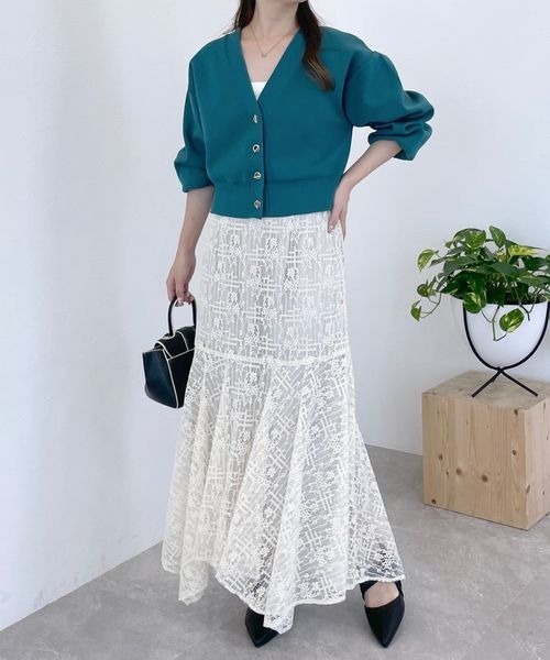 mysty woman（ミスティウーマン）の「ハンカチーフヘムレーススカート 978455（スカート・レディース・アイボリー/ブラック・FREE）」の21枚目の写真