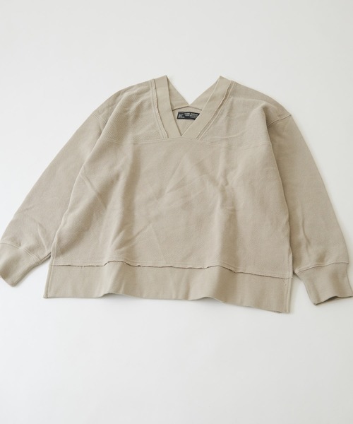 CUBE SUGAR（キューブシュガー）の「鹿の子裏毛スウェットＶネックプルオーバー（スウェット・レディース・スミクロ/ナチュラル/イエロー・M）」の16枚目の写真