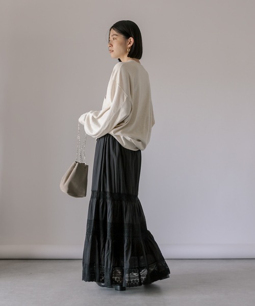 RIVE DROITE（リヴドロワ）の「リバーレースティアードスカート（スカート・レディース・ブラック/オフホワイト・FREE）」の14枚目の写真