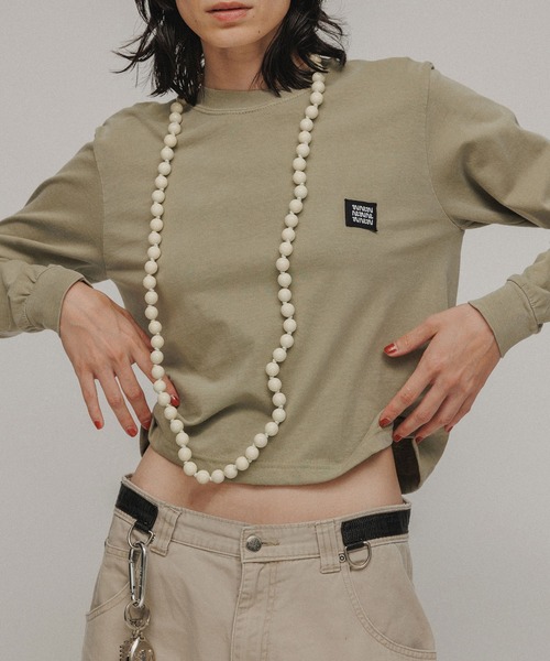 M TO R（ムウトアール）の「［TOPS］M TO R ORIGINAL LOGOPATCH L/S TEE（Tシャツ/カットソー・レディース・ホワイト/チャコールグレー/カーキ/ライトグレー/ラベンダー・S/L）」の4枚目の写真