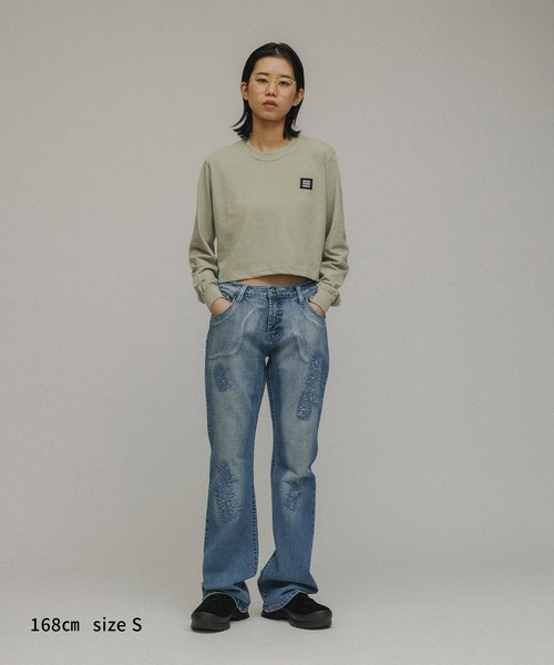 M TO R（ムウトアール）の「［TOPS］M TO R ORIGINAL LOGOPATCH L/S TEE（Tシャツ/カットソー・レディース・ホワイト/チャコールグレー/カーキ/ライトグレー/ラベンダー・S/L）」の7枚目の写真
