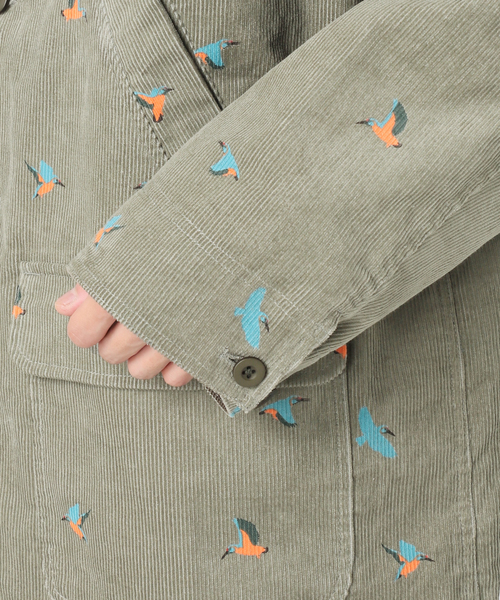 JOURNAL STANDARD relume（ジャーナルスタンダード　レリューム）の「総柄 コーデュロイ ハンティングジャケット "BIRD"（カバーオール・メンズ・オリーブ/ブラック・MEDIUM/LARGE）」の6枚目の写真