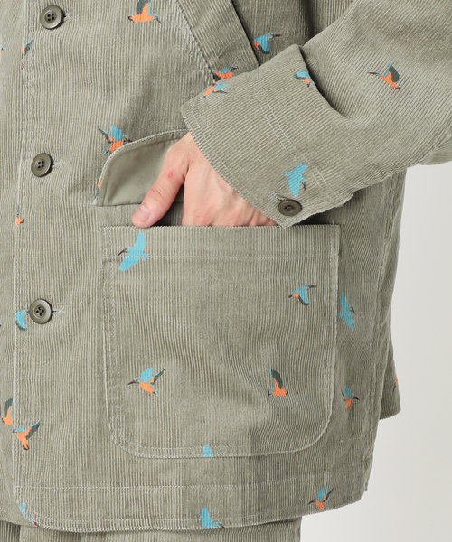 JOURNAL STANDARD relume（ジャーナルスタンダード　レリューム）の「総柄 コーデュロイ ハンティングジャケット "BIRD"（カバーオール・メンズ・オリーブ/ブラック・MEDIUM/LARGE）」の9枚目の写真