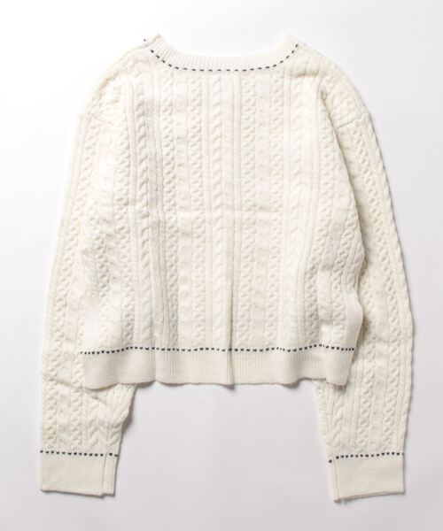 179/WG(イチナナキュウダブルジー)の「配色ステッチケーブル編みニットプルオーバー(ニット/セーター・レディース・サックスブルー/ネイビー/オフホワイト・FREE)」の15枚目の写真