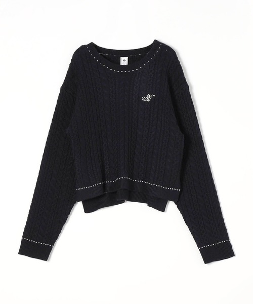 179/WG(イチナナキュウダブルジー)の「配色ステッチケーブル編みニットプルオーバー(ニット/セーター・レディース・サックスブルー/ネイビー/オフホワイト・FREE)」の6枚目の写真