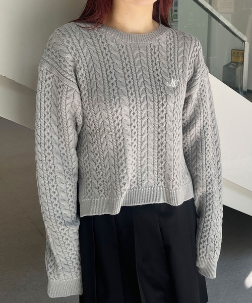 179/WG(イチナナキュウダブルジー)の「配色ステッチケーブル編みニットプルオーバー(ニット/セーター・レディース・サックスブルー/ネイビー/オフホワイト・FREE)」の20枚目の写真