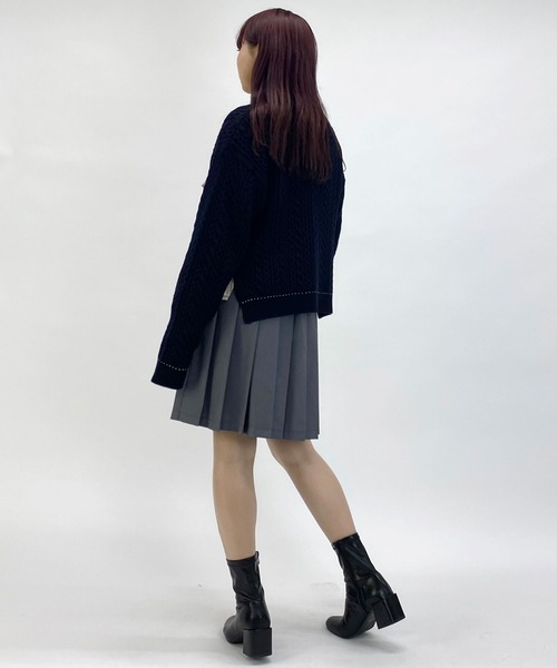 179/WG(イチナナキュウダブルジー)の「配色ステッチケーブル編みニットプルオーバー(ニット/セーター・レディース・サックスブルー/ネイビー/オフホワイト・FREE)」の22枚目の写真