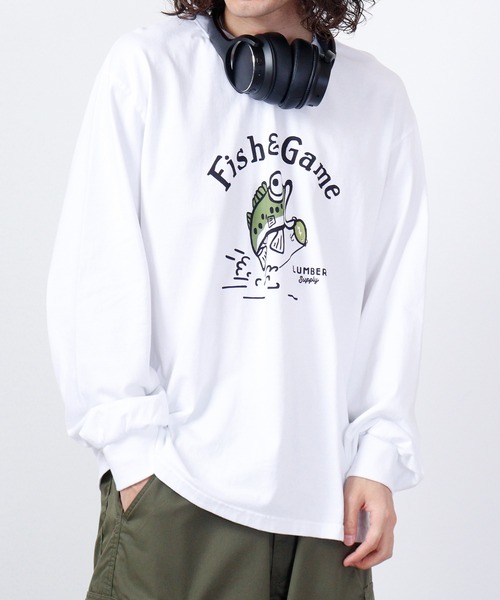 LUMBER（ランバー）の「LUMBER プリントロングTシャツ（Tシャツ/カットソー・メンズ・ブラック/ホワイト系2/グレー/ブラック系1/ホワイト系1/ベージュ/ホワイト・LL/M/L/S）」の21枚目の写真