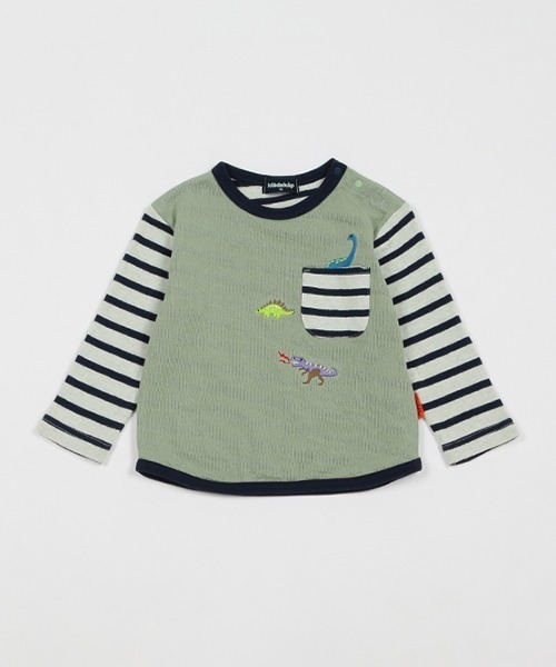 kladskap（クレードスコープ）の「恐竜接結長袖Ｔシャツ（Tシャツ/カットソー・キッズ・ライトカーキ/ネイビー・100cm/120cm/110cm/90cm/80ｃｍ/130cm）」の2枚目の写真