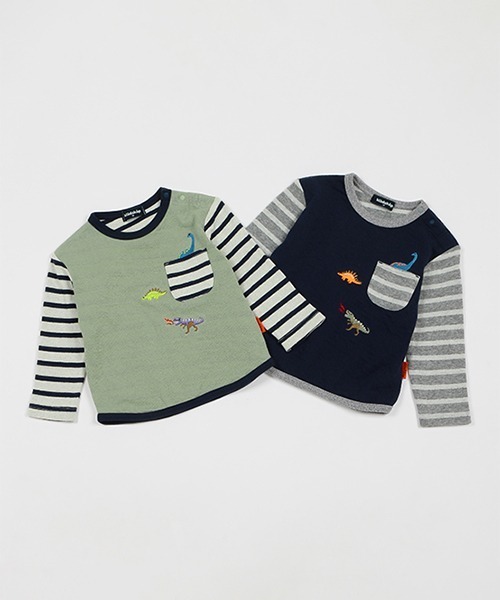 kladskap（クレードスコープ）の「恐竜接結長袖Ｔシャツ（Tシャツ/カットソー・キッズ・ライトカーキ/ネイビー・100cm/120cm/110cm/90cm/80ｃｍ/130cm）」の5枚目の写真