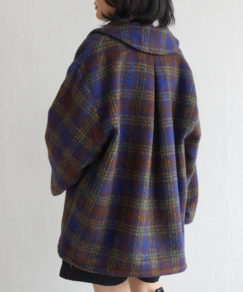 VENCEEXCHANGE（ヴァンスエクスチェンジ）の「シャギーチェックミドル丈ジャケット（テーラードジャケット・レディース・イエロー/オレンジ/ブラウン系・FREE）」の7枚目の写真