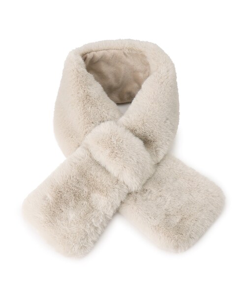 grove（グローブ）の「◆フェイクミンクファークロスティペット（ストール/ショール・レディース・サンドベージュ/オフホワイト/ライトベージュ/ライトグレー・00）」の5枚目の写真