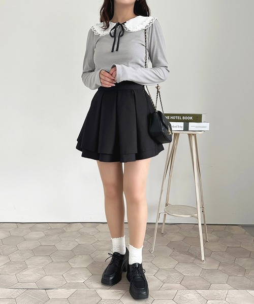 apres jour(アプレジュール)の「レース配色襟トップス【ZOZOTOWN限定アイテム】(Tシャツ/カットソー・レディース・オフホワイト/ブルー系その他/ブラック・X-LARGE/フリー)」の10枚目の写真
