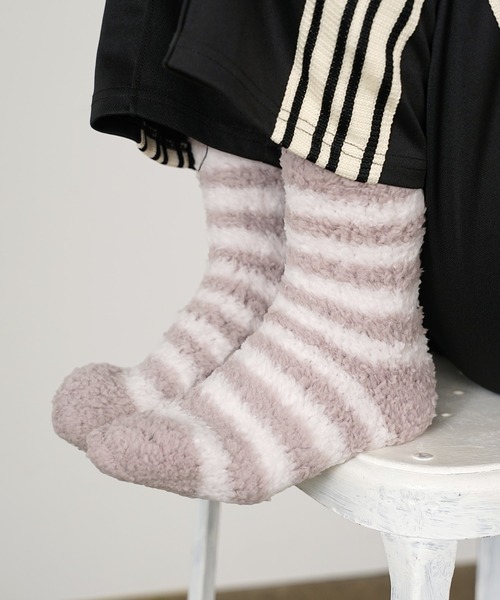 Chick（チック）の「▲ふわふわボーダーソックス（ソックス/靴下・レディース・グリーン/ベージュ・FREE）」の8枚目の写真
