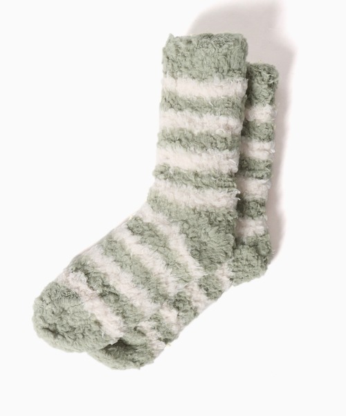 Chick（チック）の「▲ふわふわボーダーソックス（ソックス/靴下・レディース・グリーン/ベージュ・FREE）」の10枚目の写真