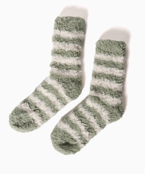 Chick（チック）の「▲ふわふわボーダーソックス（ソックス/靴下・レディース・グリーン/ベージュ・FREE）」の11枚目の写真