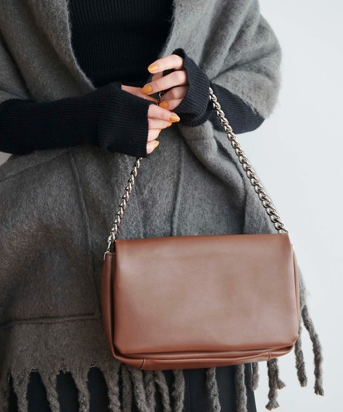 Edit Sheen（エディットシーン）の「ソフトタッチチェーン付きクラッチバッグ（クラッチバッグ・レディース・ホワイト/ブラウン/ブラック・FREE）」の2枚目の写真