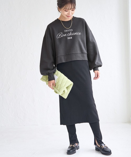 ROPE' PICNIC（ロペピクニック）の「裏起毛刺繍ロゴクロップドスウェット（スウェット・レディース・ブルー系その他5/チャコールグレー/キナリ/ライトグレー・38）」の16枚目の写真