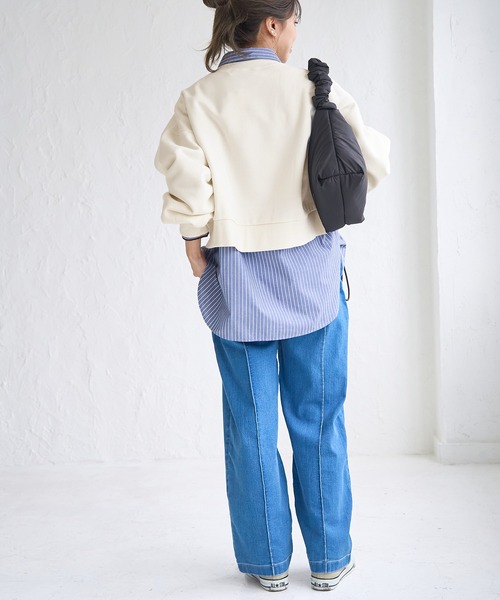 ROPE' PICNIC（ロペピクニック）の「裏起毛刺繍ロゴクロップドスウェット（スウェット・レディース・ブルー系その他5/チャコールグレー/キナリ/ライトグレー・38）」の22枚目の写真