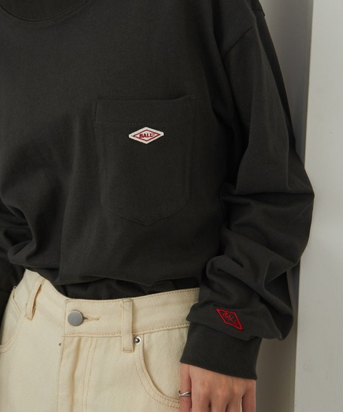 BALL(ボール)の「【BALL】32380 ヘビーウエイト天竺 ワッペン+ポケット付き BIGサイズ長袖Tシャツ(Tシャツ/カットソー・メンズ・ブルー/ブラウン/ブラック/オフホワイト/グレー/オートミール・L/S/LL/M)」の11枚目の写真