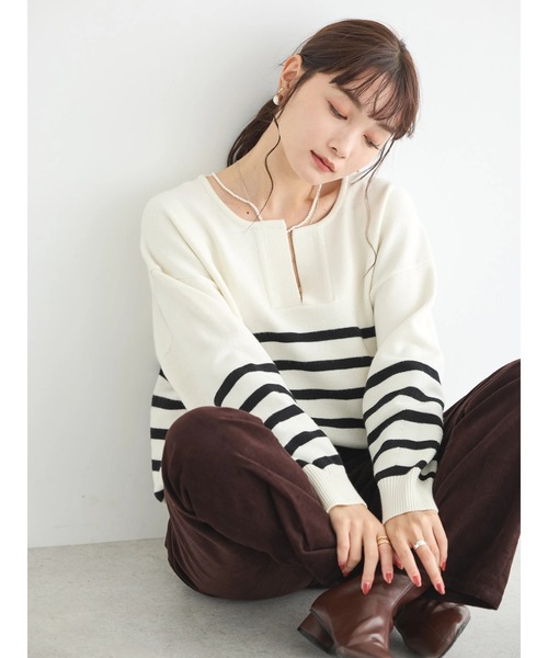 AMERICAN HOLIC（アメリカンホリック）の「バイパチスキッパーニットプルオーバー（ニット/セーター・レディース・ブラック/ブルー/ホワイト系その他4/ブラック系その他4/その他6・M/L）」の11枚目の写真