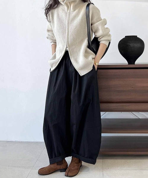 OSYAREVO(オシャレボ)の「フロントジップ リブニット トップス(ニット/セーター・レディース・ダークオリーブ/ブラウン/オフホワイト・FREE)」の10枚目の写真
