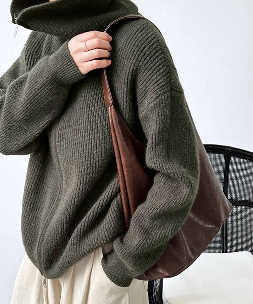 OSYAREVO(オシャレボ)の「フロントジップ リブニット トップス(ニット/セーター・レディース・ダークオリーブ/ブラウン/オフホワイト・FREE)」の22枚目の写真