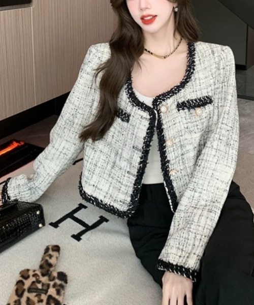 セール】ミックス糸ツイードジャケット(その他アウター)|Sibra セール】ミックス糸ツイードジャケット(その他アウター)|Sibra