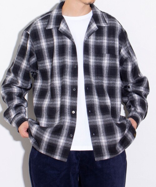 GLOSTER（グロスター）の「【GLOSTER/グロスター】オンブレーチェック オープンカラーシャツ（シャツ/ブラウス・メンズ・ブルー系その他/ベージュ系その他/ブラック系その他・S/M/L）」の2枚目の写真