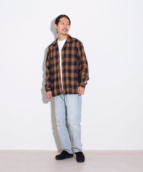 GLOSTER（グロスター）の「【GLOSTER/グロスター】オンブレーチェック オープンカラーシャツ（シャツ/ブラウス・メンズ・ブルー系その他/ベージュ系その他/ブラック系その他・S/M/L）」の4枚目の写真