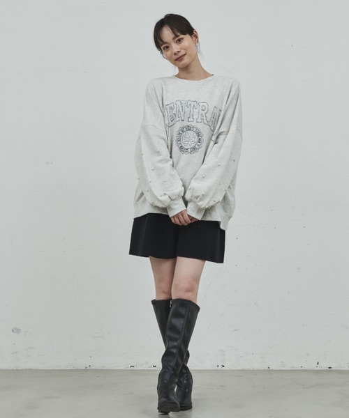 paravion（パラビオン）の「カレッジロゴ袖パールスウェット（スウェット・レディース・ネイビー/グレー・FREE）」の6枚目の写真