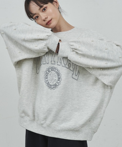 paravion（パラビオン）の「カレッジロゴ袖パールスウェット（スウェット・レディース・ネイビー/グレー・FREE）」の12枚目の写真