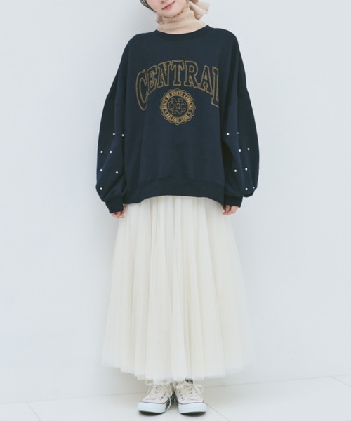 paravion（パラビオン）の「カレッジロゴ袖パールスウェット（スウェット・レディース・ネイビー/グレー・FREE）」の19枚目の写真