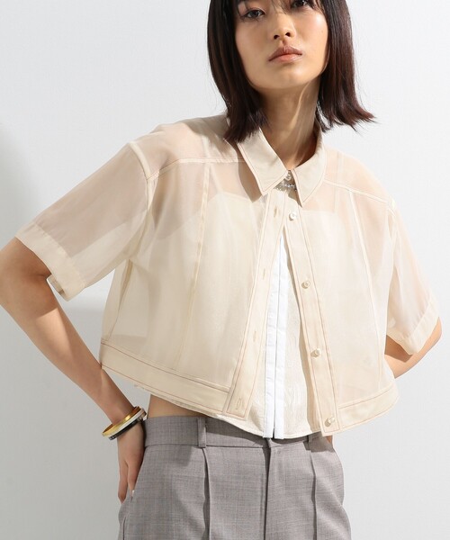 Ray BEAMS（レイビームス）の「Ray BEAMS / 配色ステッチ シアー シャツ（シャツ/ブラウス・レディース・ブラック/ベージュ・ONE SIZE）」の15枚目の写真