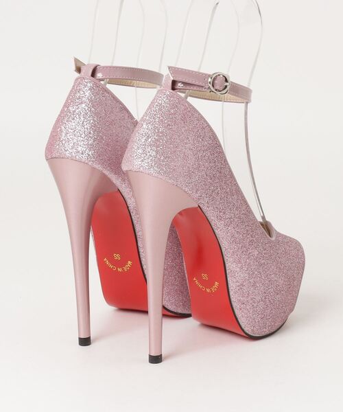 LibertyDoll(リバティードール)の「LiBERTYDOLL /グリッター レッドソール 15cm厚底 アンクルストラップ オープントゥ パンプス(1250)(パンプス・レディース・ブラック/シルバー/ピンク/ゴールド/ピンクゴールド・SS/S/M/L/LL/3L)」の6枚目の写真