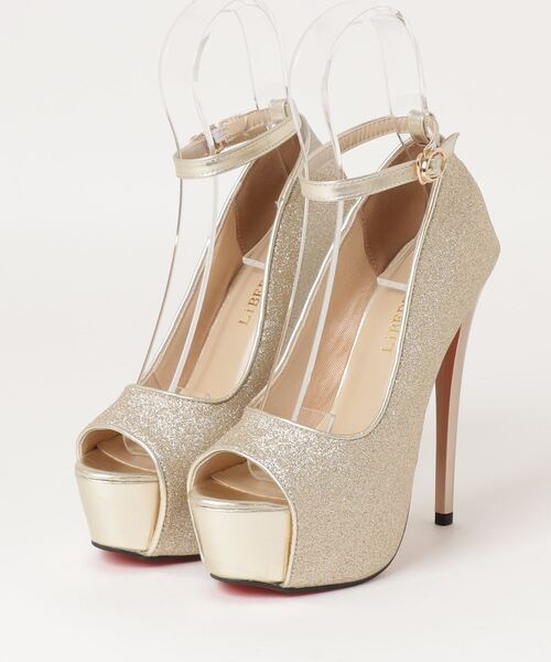 LibertyDoll(リバティードール)の「LiBERTYDOLL /グリッター レッドソール 15cm厚底 アンクルストラップ オープントゥ パンプス(1250)(パンプス・レディース・ブラック/シルバー/ピンク/ゴールド/ピンクゴールド・SS/S/M/L/LL/3L)」の9枚目の写真