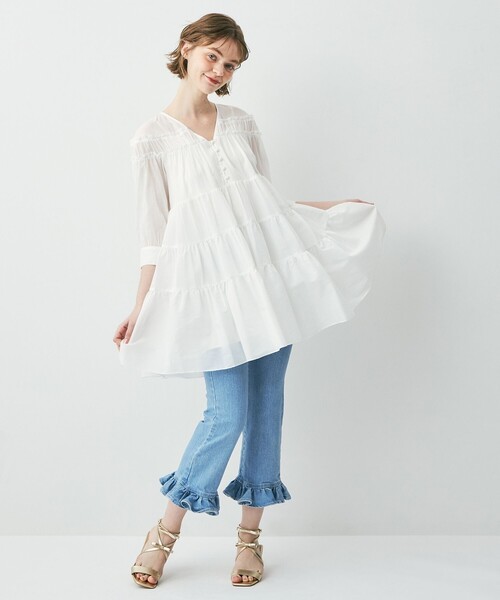 DEICY（デイシー）の「ティアードミニワンピース（ワンピース・レディース・オフホワイト/レッド/ブラック/ピンク・FREE）」の10枚目の写真