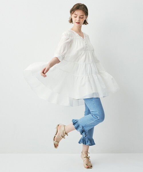 DEICY（デイシー）の「ティアードミニワンピース（ワンピース・レディース・オフホワイト/レッド/ブラック/ピンク・FREE）」の11枚目の写真