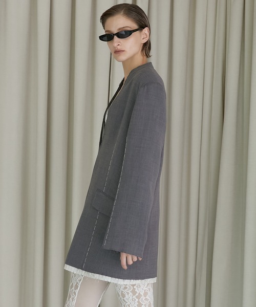 PRANK PROJECT(プランクプロジェクト)の「スーチングカットオフチュニック / Suiting Cut-off Tunic(チュニック・レディース・ネイビー/グレー/ベージュ・FREE)」の7枚目の写真