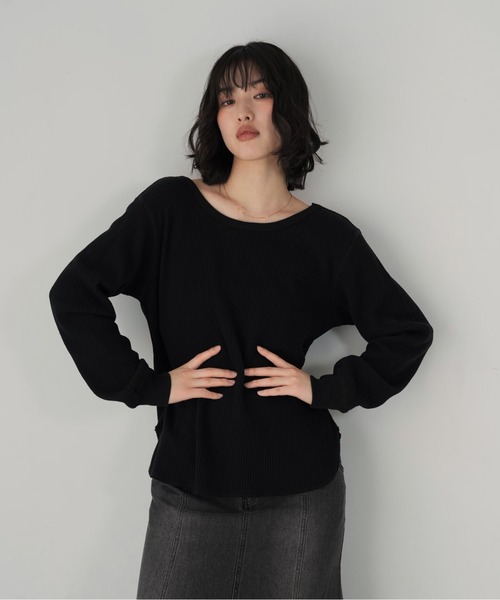 セール】バックオープン ロング Tシャツ 長袖 カットソー