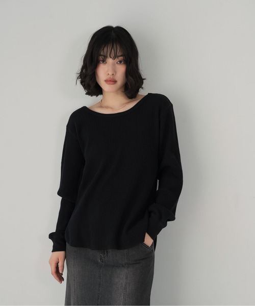ブラックレーベル　ロゴ入り長袖カットソー　Lサイズ　グレー　28,600円 セール】バックオープン ロング Tシャツ 長袖 カットソー