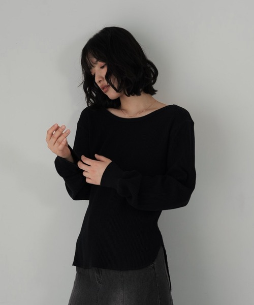 セール】バックオープン ロング Tシャツ 長袖 カットソー