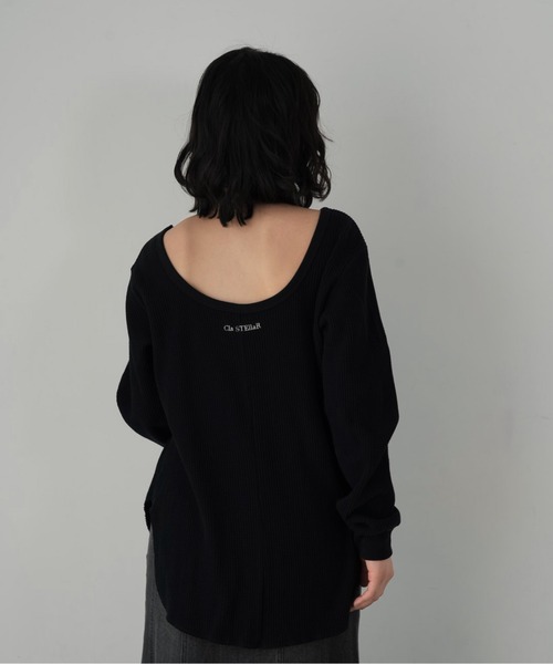 セール】バックオープン ロング Tシャツ 長袖 カットソー