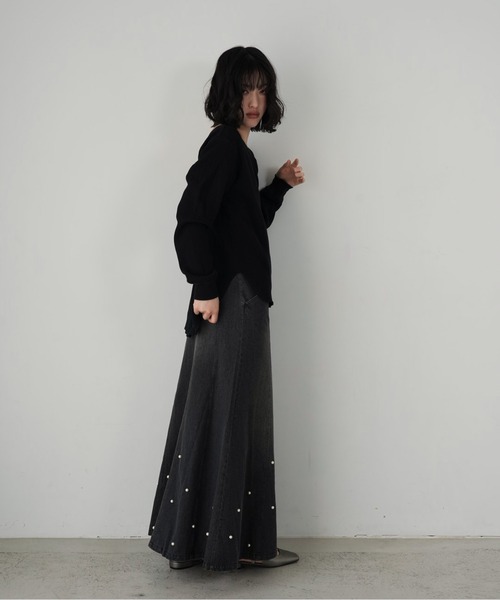 Cla STEllaR(クラステラ)の「バックオープン ロング Tシャツ 長袖 カットソー ワッフル ロゴ ワンポイント 刺繍(Tシャツ/カットソー・レディース・ブラック/ホワイト・FREE)」の18枚目の写真