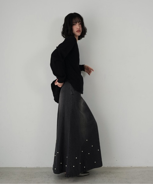 Cla STEllaR(クラステラ)の「バックオープン ロング Tシャツ 長袖 カットソー ワッフル ロゴ ワンポイント 刺繍(Tシャツ/カットソー・レディース・ブラック/ホワイト・FREE)」の20枚目の写真