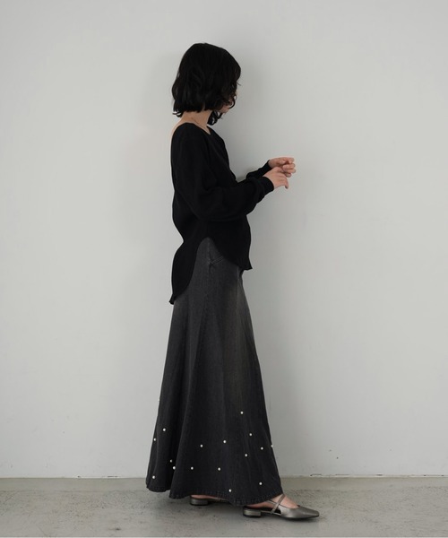 Cla STEllaR(クラステラ)の「バックオープン ロング Tシャツ 長袖 カットソー ワッフル ロゴ ワンポイント 刺繍(Tシャツ/カットソー・レディース・ブラック/ホワイト・FREE)」の22枚目の写真