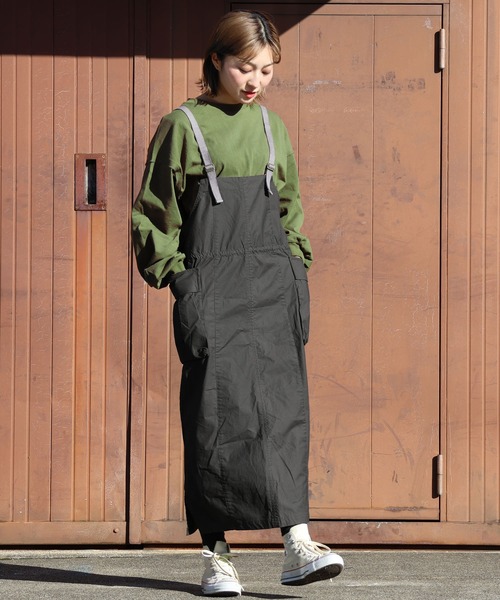 KRIFF MAYER Lady's Collection（クリフメイヤーレディースコレクション）の「カーゴジャンスカ（ジャンパースカート・レディース・カーキ/マスタード/ベージュ/チャコール/カラフル・LARGE/MEDIUM）」の2枚目の写真