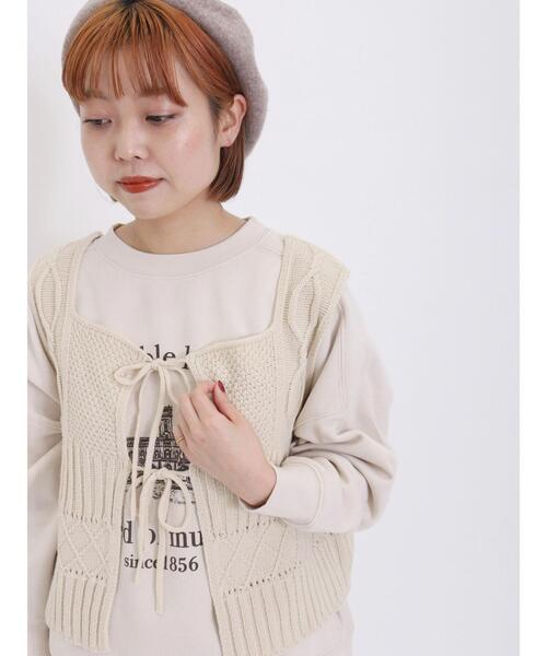 Samansa Mos2(サマンサ モスモス)の「柄編み2WAYニットビスチェ(ベスト・レディース・オフホワイト/ブラック/ベージュ・F)」の5枚目の写真